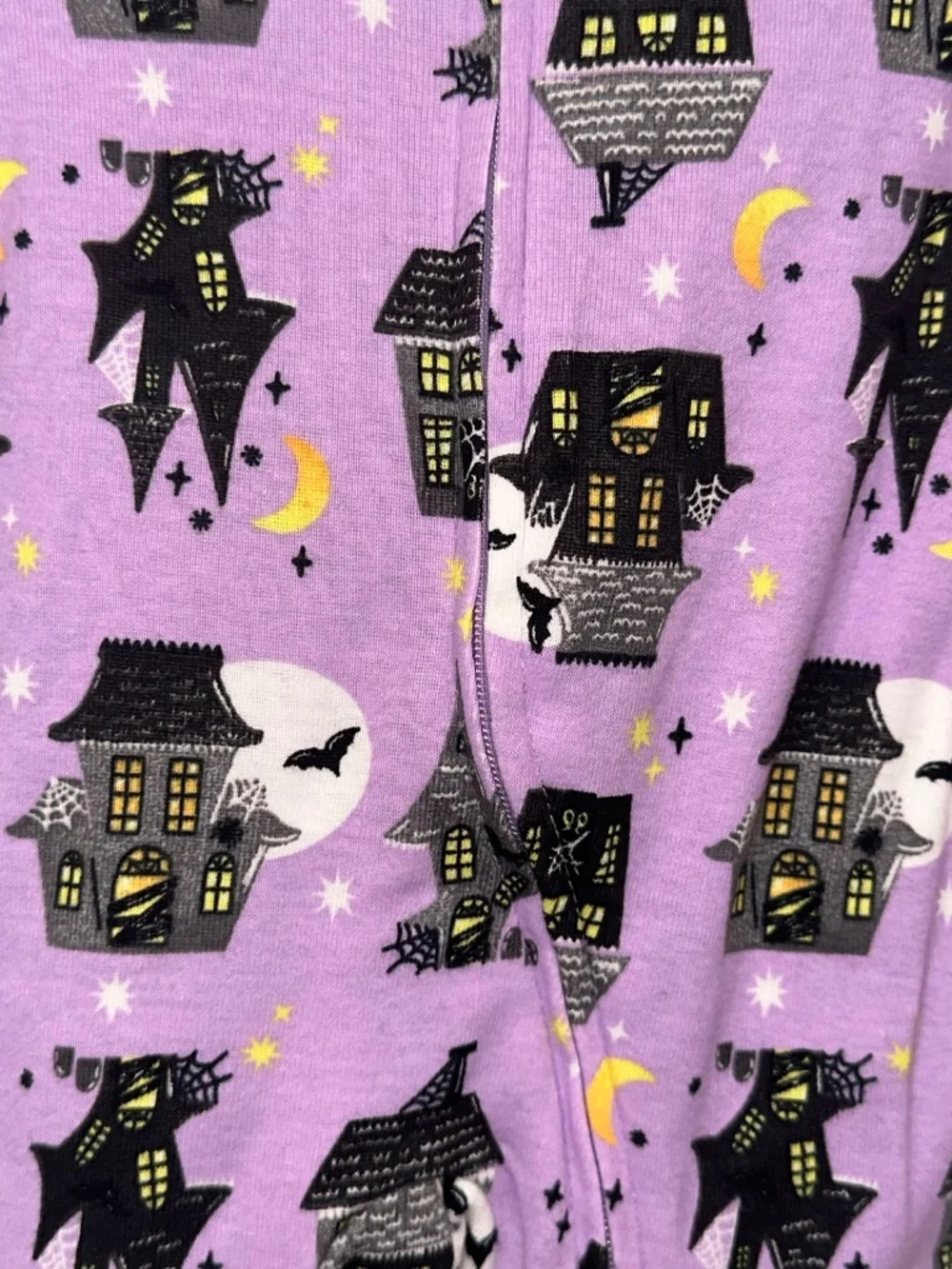 Old Navy Halloween Haunted House Zip Up Footed 1 Piece Pajamas NEW Newborn 7 lbs